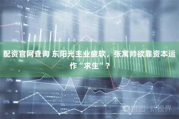 配资官网查询 东阳光主业疲软，张寓帅欲靠资本运作“求生”？